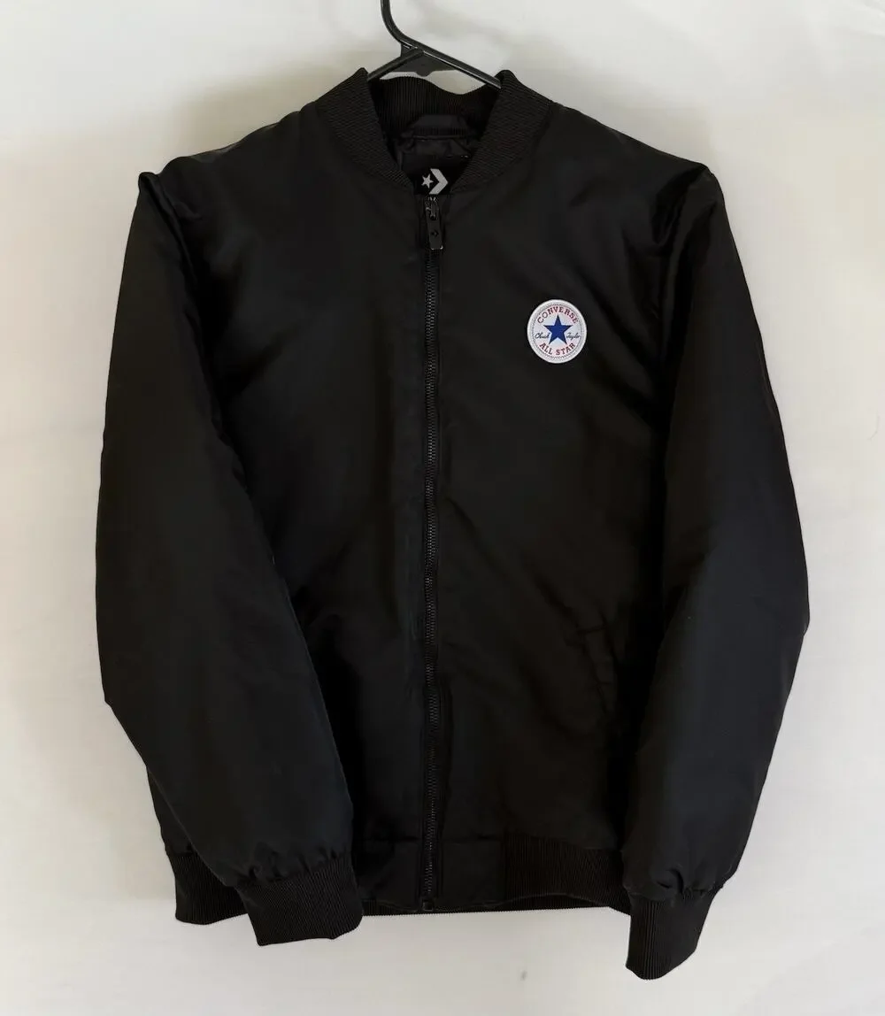 Converse All Star Black Bomber Jacket Youth L 12-13 A119